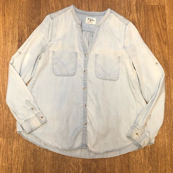 Anthropologie Holding Horses Chambray Long Sleeve Button Front Shirt Size Small - Picture 1 of 14